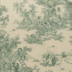 TOALHA QUADRADA TOILE JOUY VERDE FUNDO BEGE