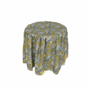 ATOALHADO PARA MESA DE JARDIM FLORAL AZUL E MOSTARDA