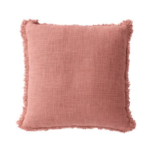 ALMOFADA QUADRADA ROSA VELHO COM FRANJAS