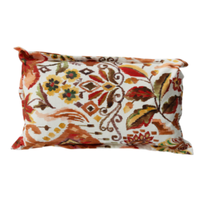 ALMOFADA RETANGULAR IKAT FLORAL LARANJA FUNDO BRANCO