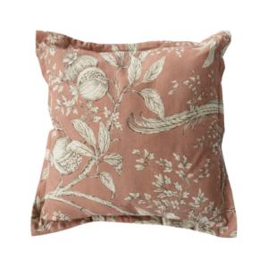 ALMOFADA QUADRADA PADRÃO PAVÃO FUNDO ROSA VELHO