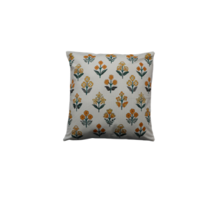ALMOFADA QUADRADA PADRÃO FLORES AMARELAS E VERDES