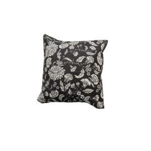 ALMOFADA QUADRADA PADRÃO FLORAL FUNDO PRETO