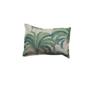 ALMOFADA RETANGULAR PADRÃO PALMEIRAS VERDES FUNDO BEGE