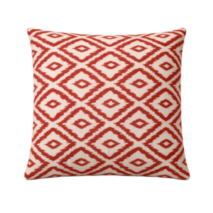 TERRACOTTA GEOMETRIC PATTERN ON WHITE BACKGROUND SQUARE CUSHION