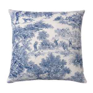 DARK BLUE TOILE DE JOUY SQUARE CUSHION