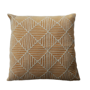 YELLOW WITH GEOMETRIC EMBROIDERY SQUARE CUSHION