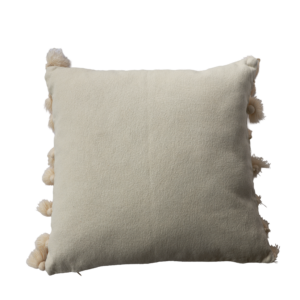BEIGE WITH SIDE TASSELS SQUARE CUSHION