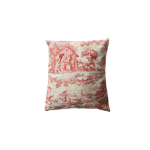 PINK TOILE DE JOUY ON BEIGE BACKGROUND SQUARE CUSHION