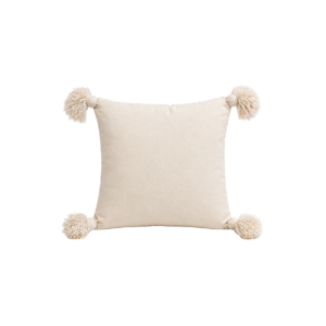 BEIGE SQUARE CUSHION WITH TASSELS