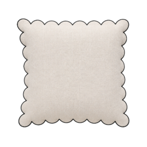 SAND SQUARE CUSHION WITH WAVY BLACK TRIM