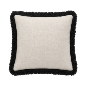 BEIGE AND BLACK TASSELS SQUARE CUSHION