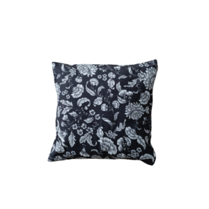 BLACK CUSHION WITH WHITE FLOWER