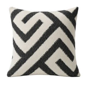 WHITE VELVET SQUARE CUSHION WITH BLACK TRIM