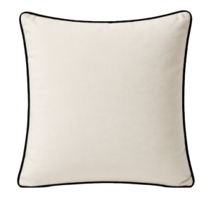 WHITE VELVET SQUARE CUSHION WITH BLACK TRIM