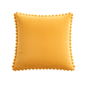 YELLOW SQUARE CUSHION WITH TASSELS