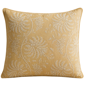 YELLOW CUSHION WITH WHITE EMBROIDERY