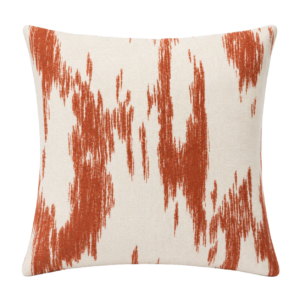 ALMOFADA QUADRADA IKAT FUNDO BEGE PADRÃO TERRACOTA