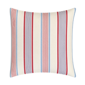 RED AND LIGHT BLUE STRIPED SQUARE CUSHION