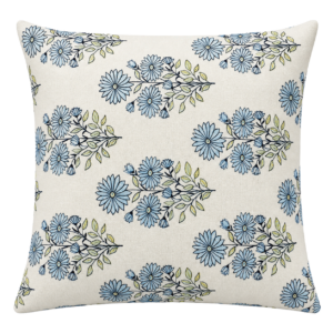 BLUE DAISY FLORAL SQUARE CUSHION