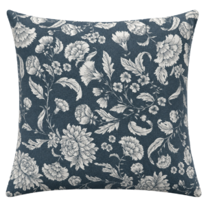 DARK BLUE AND WHITE FLORAL SQUARE CUSHION