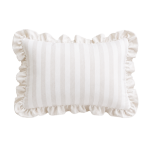 ALMOFADA RETANGULAR RISCAS CRU E BRANCO
