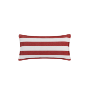 RED AND WHITE STRIPED RETANGULAR CUSHION