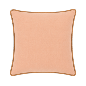 PEACH SQUARE CUSHION WITH BROWN TRIM