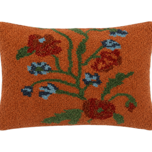 ALMOFADA RETANGULAR CASTANHA COM BORDADO FLORAL