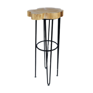 IRON AND WOODEN LOG HIGH TABLE