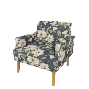 OFF-WHITE FLORAL ARMCHAIR WITH WOODEN LEGS