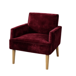 VELVET BURGUNDY ARMCHAIR