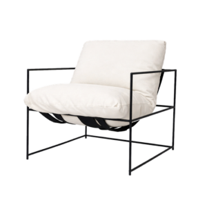 BLACK IRON ARMCHAIR CUSHION - OFF-WHITE