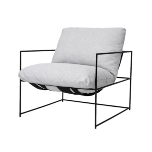 BLACK IRON ARMCHAIR CUSHION - GREY
