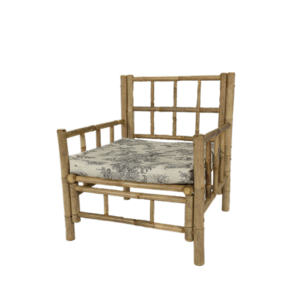 BLACK TOILE DE JOUY BAMBOO ARMCHAIR