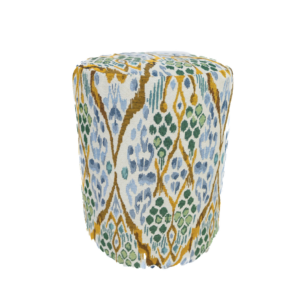 BLUE, GREEN, YELLOW IKAT POUF