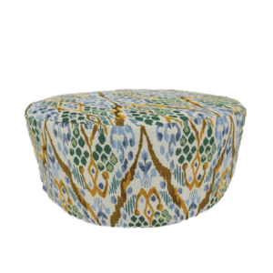 BLUE, GREEN, YELLOW IKAT POUF