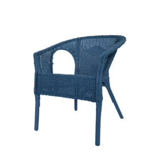 RATTAN CHAIR WITH ARMS BLUE