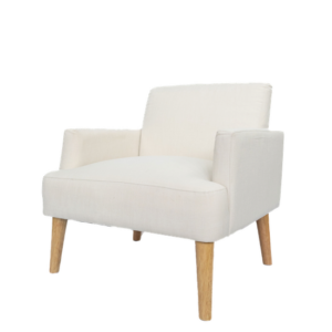OFF-WHITE ARMCHAIR WITH WOODEN LEGS