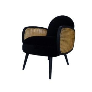BLACK VELVET AND STRAW ARMCHAIR