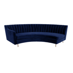 CAPA SOFÁ VELUDO AZUL MARINHO MEIA LUA COM BRAÇOS