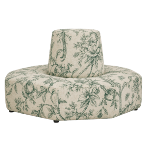BEIGE PEACOCK PATTERN WITH GREEN BACKGROUND ROUND SOFA