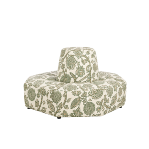 BEIGE PEACOCK PATTERN WITH GREEN BACKGROUND ROUND SOFA