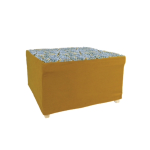 YELLOW-BLUE-GREEN PATTERN SQUARE SOMMIER WITH YELLOW SIDES