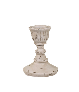 CASTIÇAL VINTAGE BRANCO DECAPÉ M