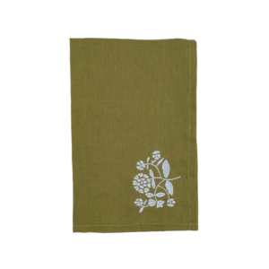 GUARDANAPO VERDE COM BORDADO BRANCO
