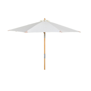 GUARDA-SOL BÁSICO REDONDO BRANCO PÉ DE MADEIRA NOVO