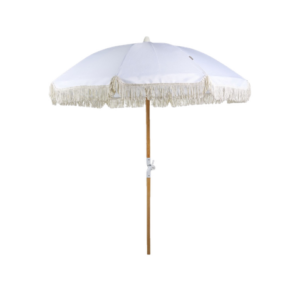 WHITE WITH FRINGES PARASOL