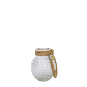 JARRA DE VIDRO COM CORDA - 17CM