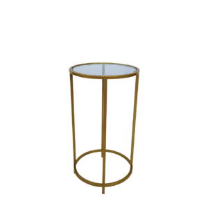 MESA DE CENTRO REDONDA DOURADO E VIDRO